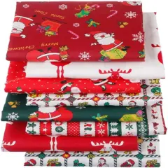 8PCS Christmas Cotton Fabric Squares - 20" x 20"