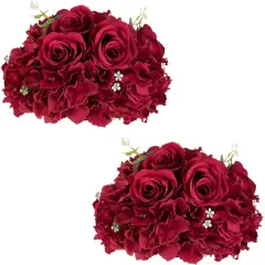 2 Pcs 11.8 inch Diameter Artificial Flower Ball Arrangement Bouquet Centerpiece