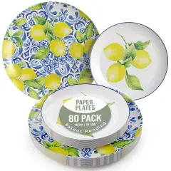 Earthtrends Heavy Duty Paper Plates for parties &ndash; Includes 8-Inch Paper Dessert Plates and 10-Inch Paper Dinner Plates &ndash; Disposable Floral Paper Plates for Parties, Weddings, Events, BBQs, Birthdays, Catering, Holidays &ndash; Elegant Tableware Set Tuscan 80