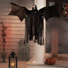 Northlight LED Lighted Animated Winged Grim Reaper Halloween Decoration - 50" Black