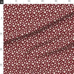 Various Fabrics by the Yard or Fat Quarter Paw Prints, Maroon, Dark Red, Dog, Rescue, Adopt, Puppy, Pet Custom Printed Fabric by Spoonflower