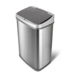 13-Gallon Motion Sensor Trash Can Stainless Steel Kitchen Waste Bin with Odor Seal and Liner Grey