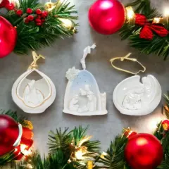 Ceramic Nativity Scene Christmas Tree Ornaments-Set of 3, Home D&eacute;cor, Gift for Her, Gift for Mom, Religious D&eacute;cor, Christmas D&eacute;cor