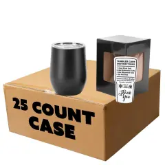 Makerflo 12 oz Powder Coated Wine Tumbler with Leak-Proof Clear Lid, Ideal for Craft and Personalization (Laser Engraving, UV DTF, Epoxy, and Vinyl) Black