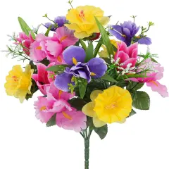 14 Stems Fake Silk Flowers Bouquet Artificial Daffodils with Tulips Flowers