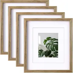 11x14 Picture Frames with Plexiglass, Display Pictures 5x7/8x10 with Mat or 11x14 Without Mat Set of 4 for Tabletop and Wall Mounting, Carbonized Brown