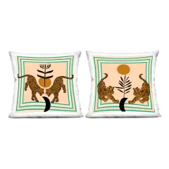 Stupell Industries Boho Symmetrical Wild Cats 2pc Decorative Printed Throw Pillow Set Design by Melissa Wang, 18 x 7 x 18