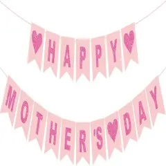 Happy Mother's Day Banner Pink Rose