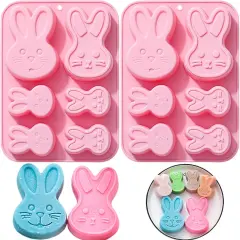 3D Easter Bunny Silicone Mold for Chocolate 2 Pack Large Easter Bunny Molds for Baking Jello Candy Molds Easter Soap Molds for Hot Chocolate Bombs Ice Cube Candle Cupcake Decorations (large bunny)