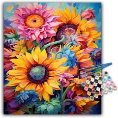 Paint by Numbers Kit for Adults- Sunflowers Adult Paint by Number Kits on Canvas for Beginners, Sunflowers DIY Acrylic Oil Number Painting Kits for Home Wall Decor Gift 16"x 20" (without Frame)
