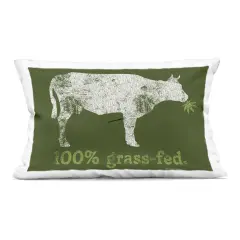 Stupell Industries Grass Fed Cow Decorative Printed Throw Pillow Design by Higher Learning/Life Is High, 14 x 7 x 20