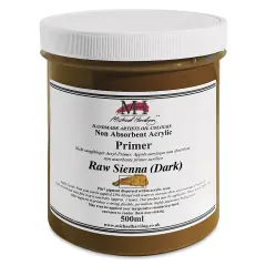 Michael Harding Non-Absorbent Acrylic Primer - Raw Sienna (Dark), 500 ml, Jar
