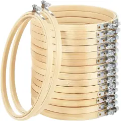 Embroidery Hoops Set 7inch Adjustable Bamboo Circle Cross Stitch Hoop Round Ring,for Embroidery,Cross Stitch (7In 16Pcs)