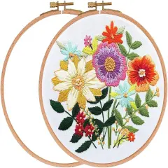 Wooden 5Inch Embroidery Hoops,2 Pieces Natural Beech Wood Embroidery Frame, Decorative Hanging Cross Stitch Hoops Frames for Christmas Embroidery Supplies