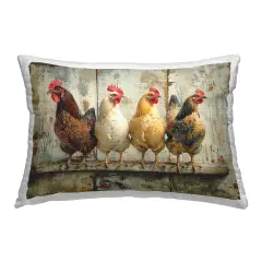 Stupell Industries Chickens In A Row Outdoor Printed Throw Pillow Design by LSR Design Studio, 14 x 7 x 20
