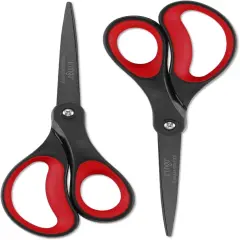 Titanium Non-Stick Scissors, Professional Stainless Steel Comfort Grip, All-Purpose, Straight Office Craft Scissors for DIY(Red/Black)