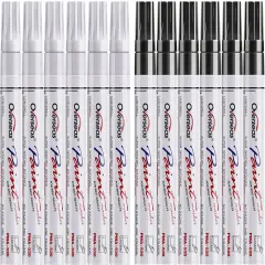White and Black Paint Pens Paint Markers - 12 Pack Permanent Oil Based Paint Pen, Medium Tip, Quick Dry and Waterproof Marker