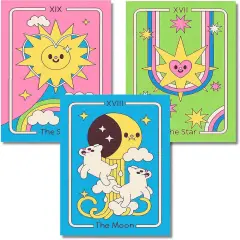 Diamond Painting Kits for Adults, 3 Pack Tarot Cards 5D Diamond Art Kits, Full Drill DIY Crafts for Adults Home Wall Decor Gift Diamond Dots Moon Sun Stars Diamond Art Kits12X16Inches