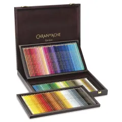 Caran d'Ache Supracolor Soft Aquarelle Pencil Set - Wooden Box, Assorted Colors, Set of 120