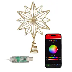 Christmas Vivvi App-Based 8" Copper Star Tree Topper