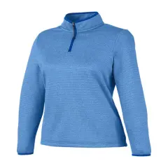 CORE365&reg; Ladies' Venture Heathered Stripe Quarter Zip TRUE ROYAL/WHITE