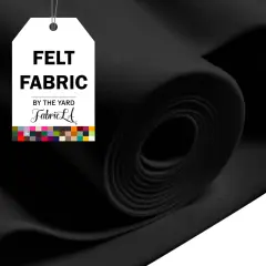 FabricLA Acrylic Felt Fabric - 72" Inch Wide 1.6mm Thick Felt by The Yard - Use Soft Felt Sheets for Sewing, Cushion, and Padding, DIY Arts & Crafts (10 Yards, Black)