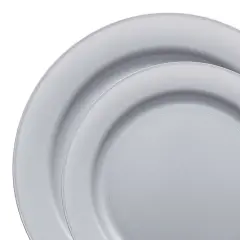 Matte Steel Gray Round Disposable Plastic Dinnerware Value Set (120 Guests)