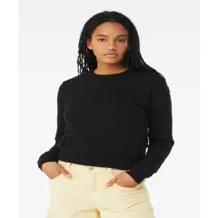 Bella + Canvas&reg; Ladies Classic Pullover Crewneck, Soft Cotton Fleece Sweatshirt Black