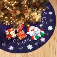 Design Works Tree Skirt Felt Applique Kit 42"-Snowflake Santa