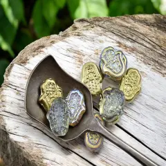 *10* 15x10mm Gold Lustered Washed Crystal Hamsa Hand Beads