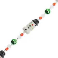 Crystal Lane DIY 7" Lampwork Designer Holiday Glass Bead Mix Strand Snowman / Black