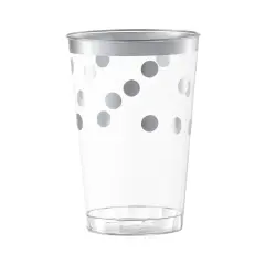 Clear with Silver Dots Round Disposable Plastic Tumblers - 12 oz. (240 Cups)
