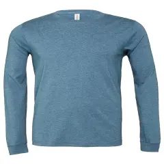 Bella + Canvas&reg; Youth Heather CVC Crewneck Long Sleeve T-Shirt HTHR DEEP TEAL