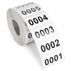 0001-1000 Count Inventory Numbered Stickers Roll, Self-Adhesive Consecutive Number Labels Tag for Storage Organizing, Moving Box Labeling, Business Supplies (White, 1.6x0.8 in)