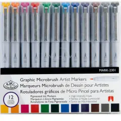 MARK-2301 | 12pc Graphic Microbrush Artist Markers