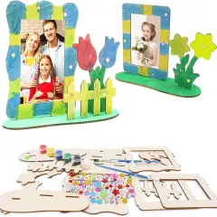 4 Pack Wooden Flower Photo Frame Kits Flower DIY