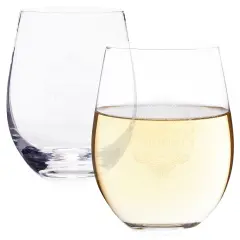 Aged to Perfection Decorative Stemless Wine Glass for Birthday Party Gift, 2 Pack, 18 oz Clear