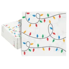 Juvale 100 Pack Christmas Paper Napkins for Holiday Party Supplies, Christmas Lights Design - 6.5 x 6.5 Inches Luncheon Napkins White