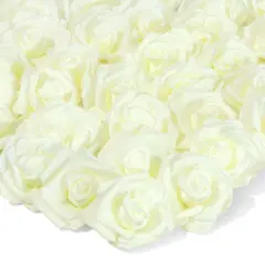 Juvale 100 Pack Ivory Artificial Flowers - 3 Inches, Fake Carnations for Wedding, Bridal Shower & Valentine's Day Decorations, Arts and Crafts