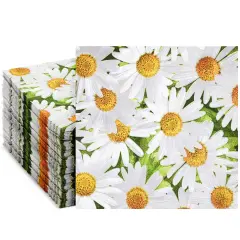 100 Pack Decorative Daisy Floral Pattern Paper Napkin, 2-Ply, 6.5x6.5&rdquo;, Napkins for Garden Bridal Shower, Tea Party, Wedding & Decorative Party Supplies Multicolor