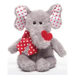 Bearington Hugh Loves You Valentine's Stuffed Animal for Kids, 13 Inch Elephant Stuffed Animal, Ideal as a Valentine's Day Gift, For Ages 3-14 Grey