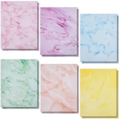 Marble Stationery Paper in 6 Colors, Letter Size (8.5 x 11 In, 96 Sheets) Multicolor