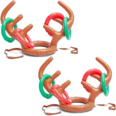 Blue Panda 2 Pack Christmas Inflatable Reindeer Antler Ring Toss Party Game, Fun Festive Party Activity for Xmas Winter Holiday Celebration Gathering, Christmas Party Game Multicolor