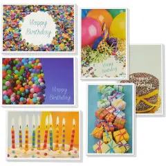 48 Pack Happy Birthday Cards Bulk, 6 Assorted Photo Design for Men Women, Blank Inside, 4x6 Multicolor