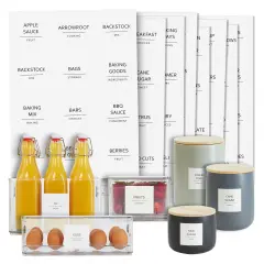 Talented Kitchen 157 Minimalist Style Fridge and Pantry Labels for Containers - Preprinted Kitchen and Refrigerator Organization Stickers for Jars, Food Containers (Black Print on White Matte Backing)