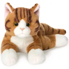 Bearington Collection Lil' Tabby Cat 8 In Stuffed Animals Orange Cat Plush Toy - Stuffed Cats That Look Real - Plushies for Kids, For Ages 3-14 Brown