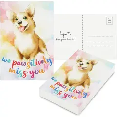 We Pawsitively Miss You Postcards, Attendance Postcard (4 x 6 In, 48 Pack) Multicolor