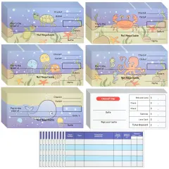150 Sheets Fake Checkbook for Kids Learning with Deposit Slip and Check Register for School Supplies, Ocean Themed, Ages 3-14