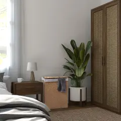 Seville Classics Handwoven Lidded Laundry Hamper Tan