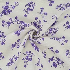 1 Yard Soft Rayon Jacquard Dobby Dot Fabric Off White and Purple For Fashion Wear Width: 53/54&rdquo;